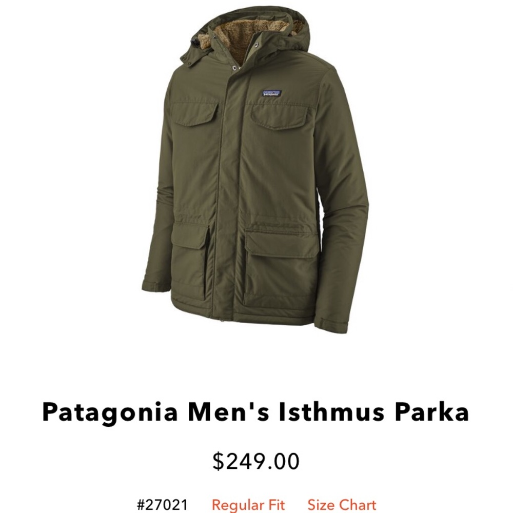 Patagonia Men's Isthmus Parka XL industrial green